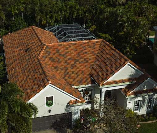 Completed tile retaining wall on a TX home